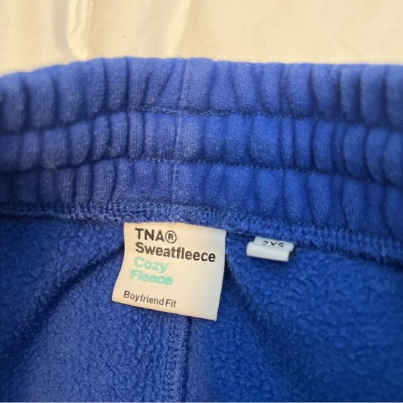 Aritzia TNA Sweatfleece Cobalt Blue Sweatpants Boyfriend Fit Size XXS - Picture 4 of 5